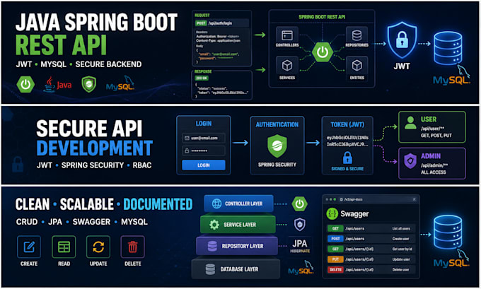 develop a java spring boot rest API with jwt and mysql