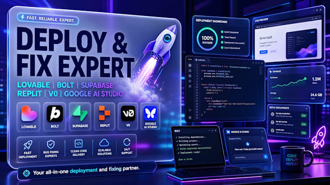 deploy fix lovable ai bolt base44 supabase replit rocket new v0 google ai studio