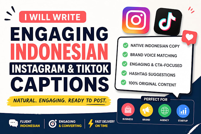 write engaging indonesian instagram and tiktok captions