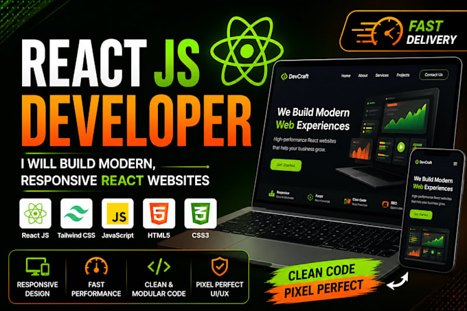 build a fast, responsive website using react js and tailwind CSS
