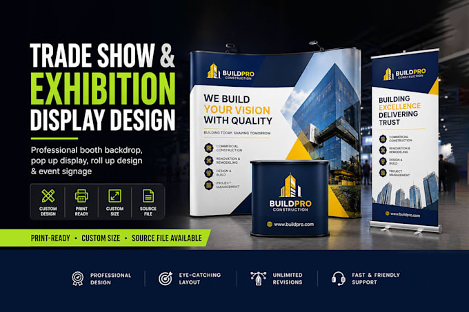 design trade show banner and exhibition booth backdrop