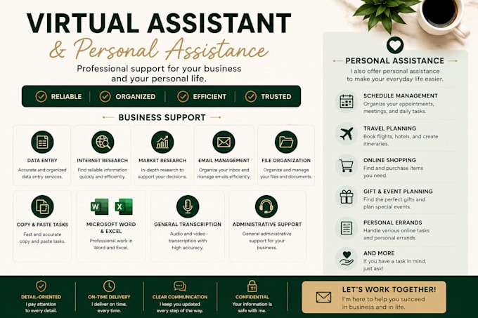virtual assistant for data entry, internet research, personal support