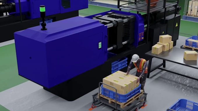 create 3d industrial animation amr agv warehouse automation logistic animation