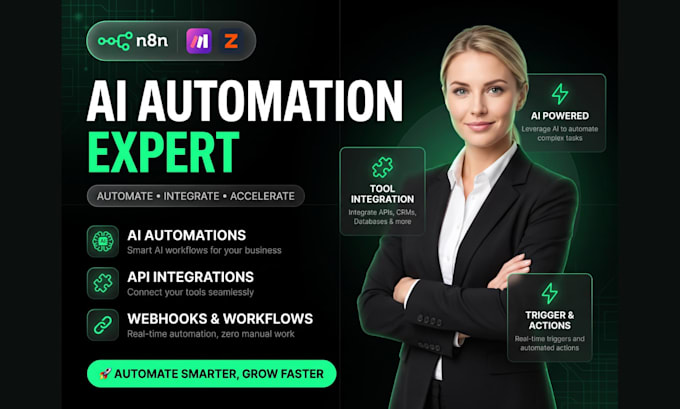 create n8n ai agent automation make com zapier workflows API integrations