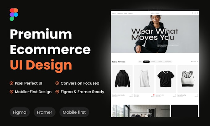 design a premium ecommerce website UI in figma and framer