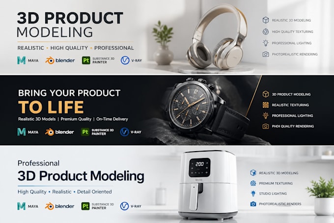 do realistic 3d product modeling rendering and texturing