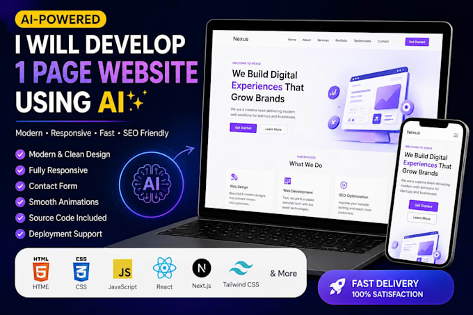 develop an ai powered modern 1 page website