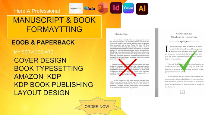typeset book, manuscript formatting, KDP, proofreading, book layout design