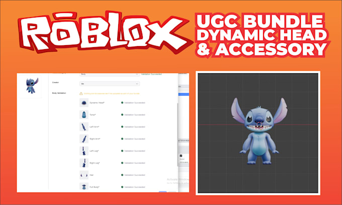 create 3d roblox ugc bundle, roblox dynamic head, roblox bundle