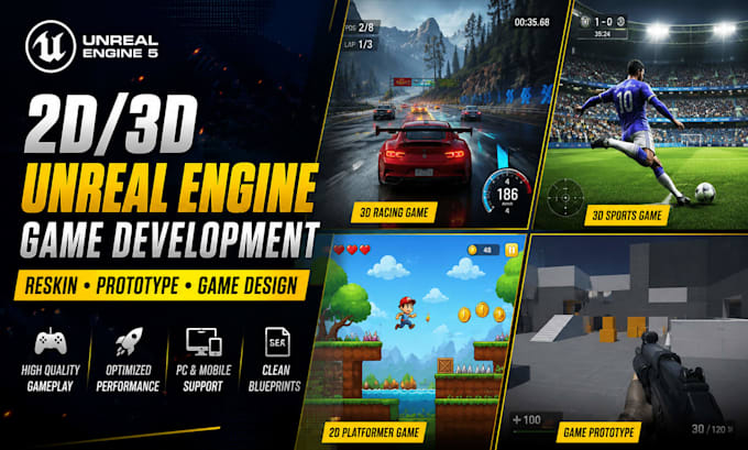 reskin your 2d 3d  unreal engine game, game prototype