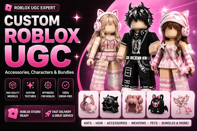setup custom roblox ugc accessories, characters, bundles and game assets