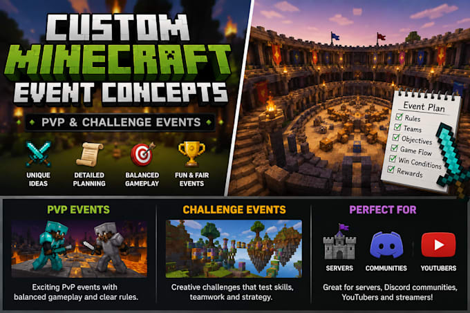 create a custom minecraft pvp or challenge event concept