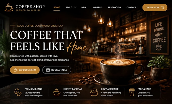create a responsive coffee shop website