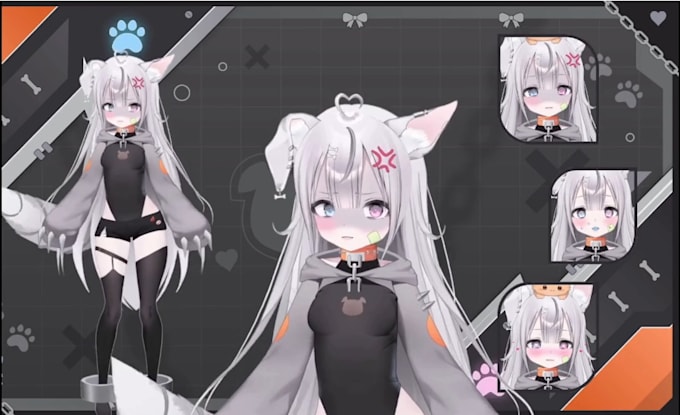 draw and rig live2d vtuber model, 2dvtuber rigging vtuber commission anime style