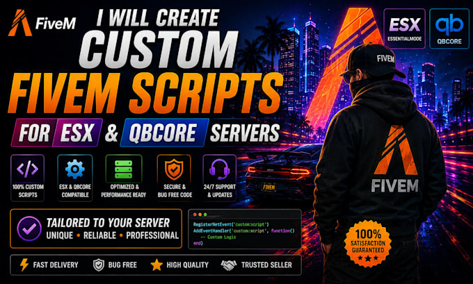 create custom fivem scripts for esx and qbcore servers