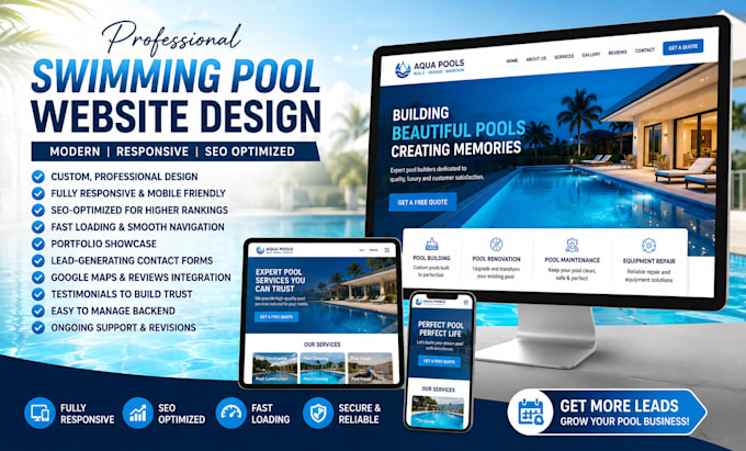 design responsive swimming pool website swimming pool construction website