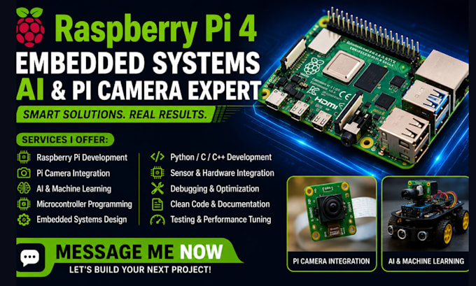 develop raspberry pi 4 microcontroller embedded systems, ai, with pi camera