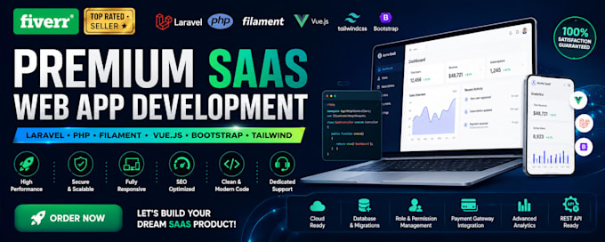 be saas developer crm software php laravel developer vue js front end developer