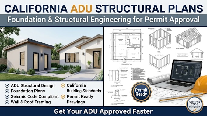 california adu structural engineering, foundation and framing plans