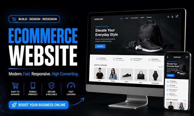 ecommerce website design using elementor pro and woocommerce store