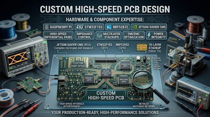 design custom high speed pcb raspberry pi, stm32f103,nrf52832, jetson xavier cm5