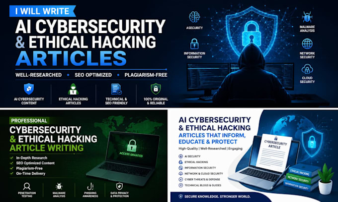 write ai cybersecurity and ethical hacking articles