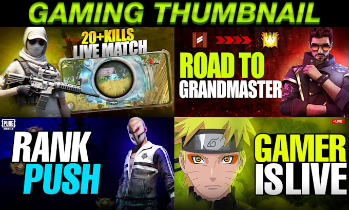 design pubg free fire cod gaming thumbnails