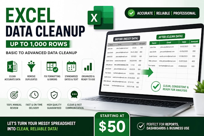 help you with excel data  cleaning