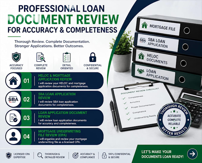 review sba loan application documents for completeness and accuracy