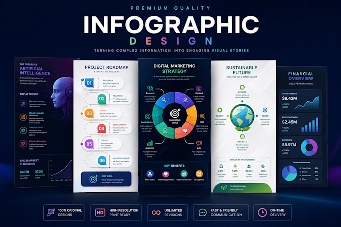 illustrate professional graphic design, flow chart, infographic design