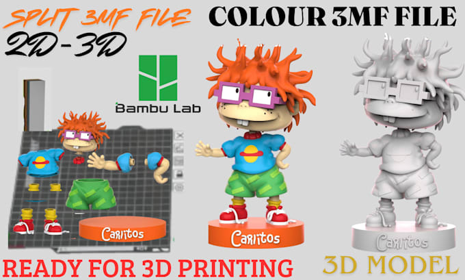 color 3d model split stl to 3mf bambu studio convert 2d to 3d for printing