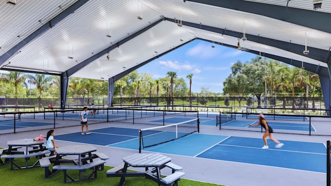 design 3d pickleball court, sports facility, recreation space