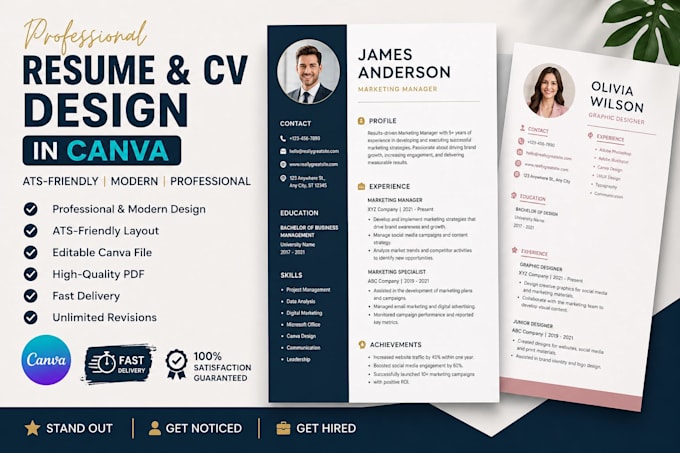 design professional resume and CV in canva