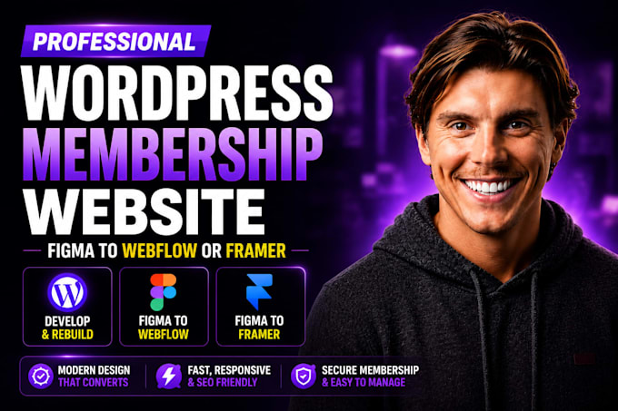 develop rebuild wordpress membership website convert figma to webflow or framer