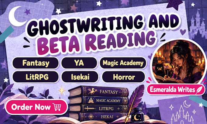 ghostwrite and beta read fantasy, ya, magic academy, litrpg isekai, horror books