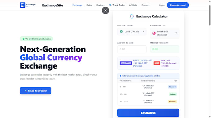 build a secure custom digital currency exchange platform with admin dashboard