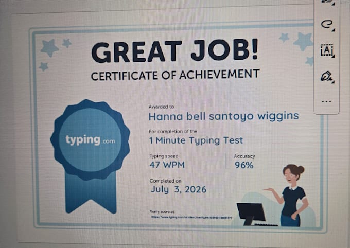 do any typing or writing you need done