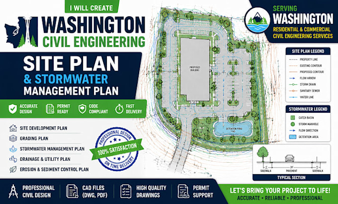 create washington civil engineering site plan and stormwater management plan