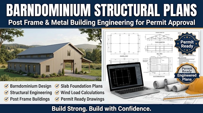 barndominium and post frame structural plan, texas wind load