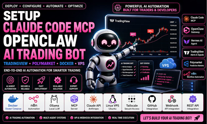 setup claude code mcp openclaw ai trading bot tradingview polymarket docker vps