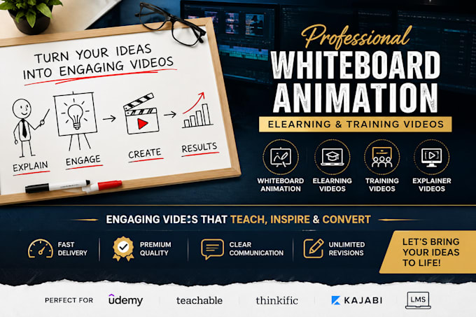 create whiteboard animation, elearning, training, explainer and educational vide