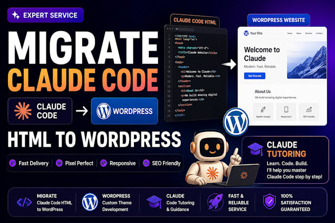 migrate claude code HTML to wordpress claude tutoring claude website claude code