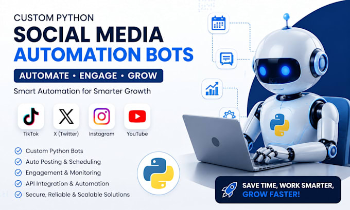 create social medial bot, twitter bot, instagram bot, tiktok bot