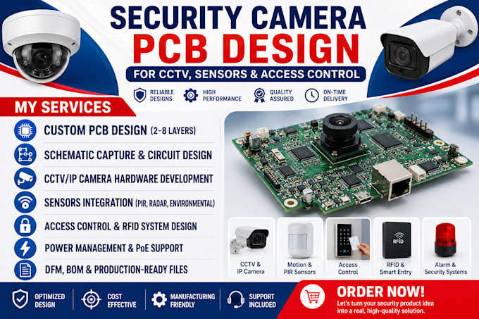 do security camera pcb design for cctv, sensors and access control