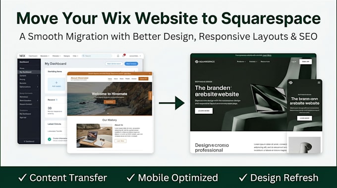 migrate wix website to squarespace with redesign and SEO