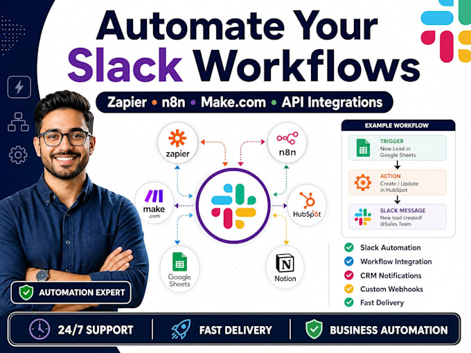 slack automation expert zapier n8n makecom slack integration workflows