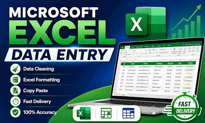 do microsoft excel data entry, data cleaning, and formatting