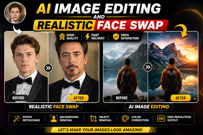 do ai image editing and realistic head and face swap