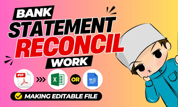 reconcile bank statement PDF to editable format