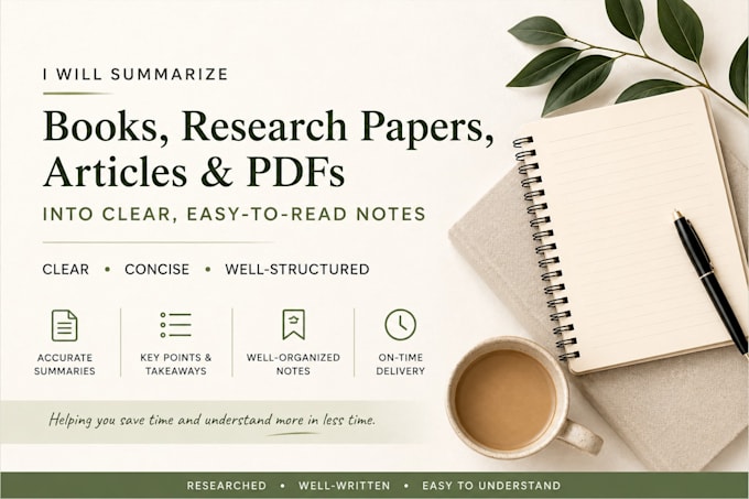 summarize research, books, pdfs, reports, articles and study notes